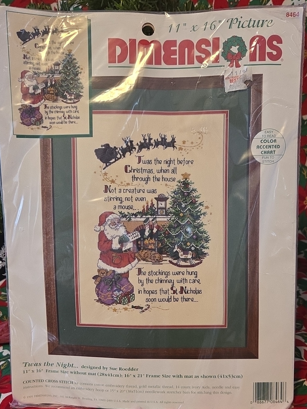 Vintage 1995 Dimensions 'Twas the Night' Counted Cross Stitch Kit -